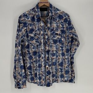 Winster floral over plaid snap medium  Button-Up Shirt